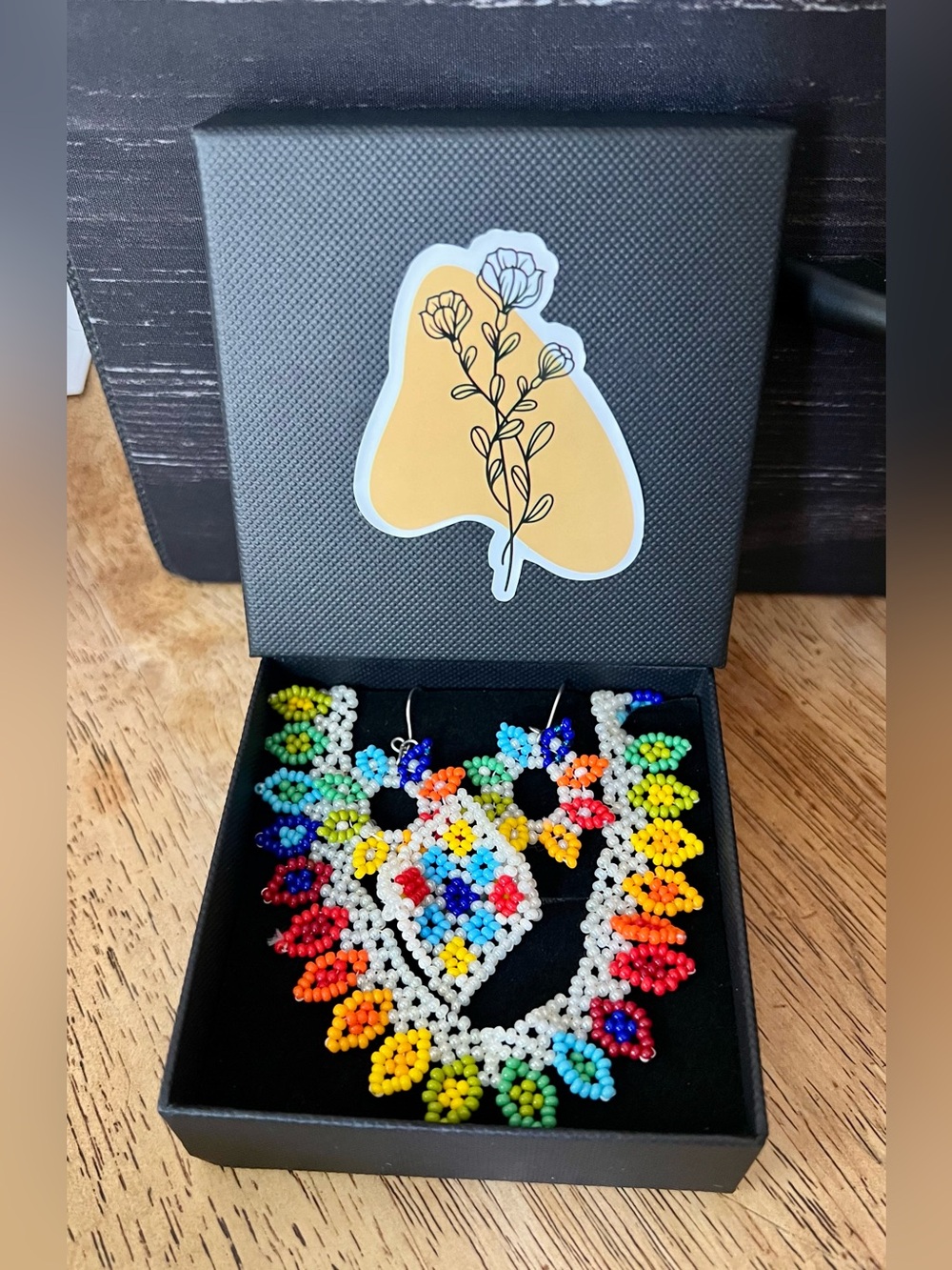 Handmade Multicolor Beaded Necklace, Earrings & Ring Set